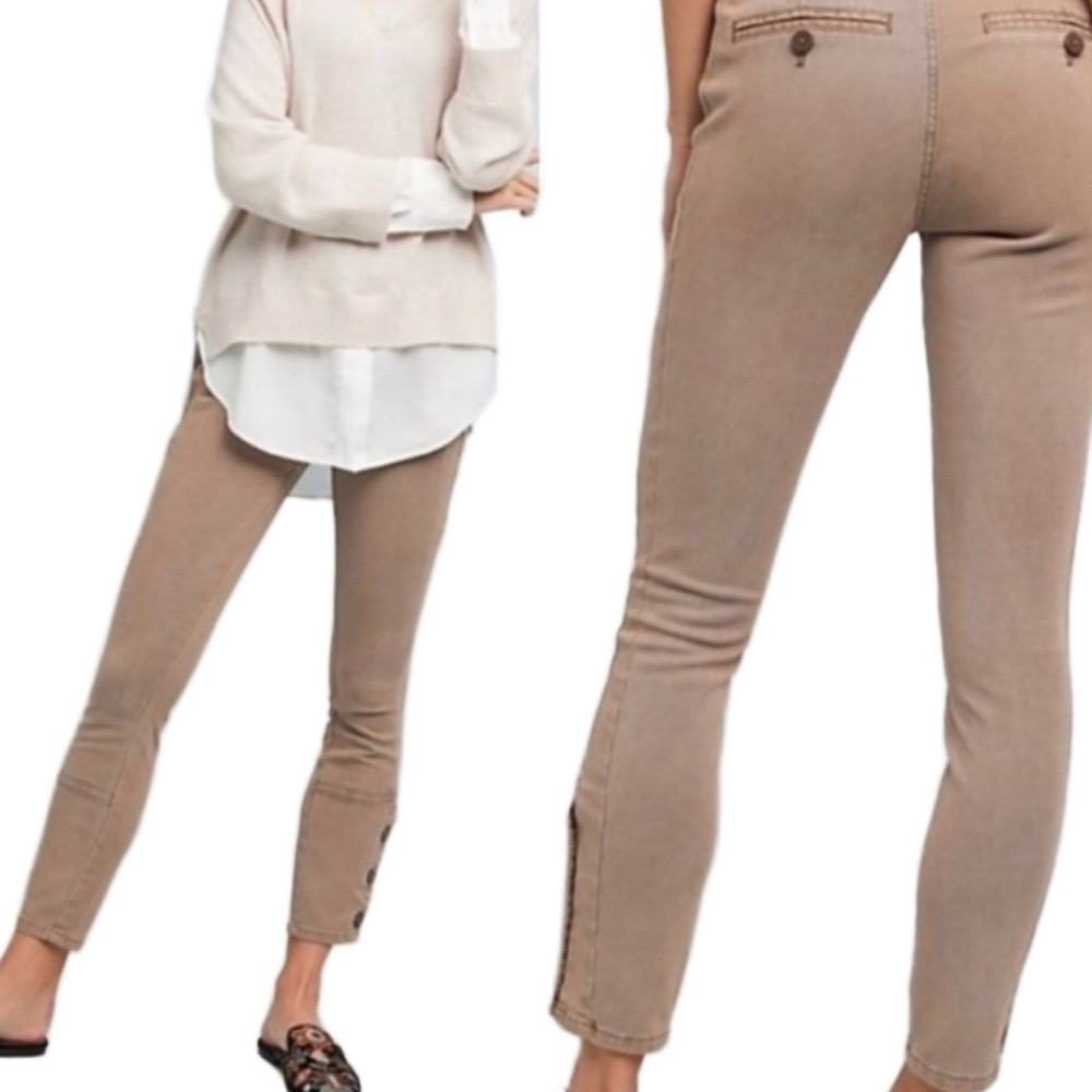 Anthropologie Utility Stretch Ankle Button Pants in Taupe size 33